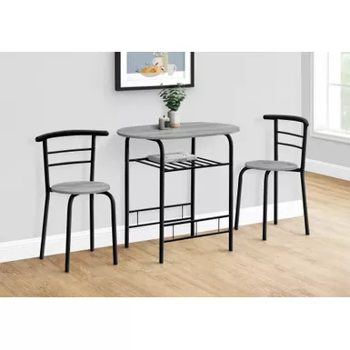 image of Dining Table Set/ 3pcs Set/ Small/ 32" L/ Kitchen/ Metal/ Laminate/ Grey/ Black/ Contemporary/ Modern with sku:i-1207-monarch