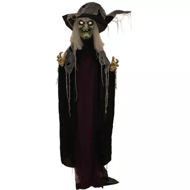 Life-Size Poseable Witch with Lights and Sound, Indoor/Covered Outdoor Halloween Decoration