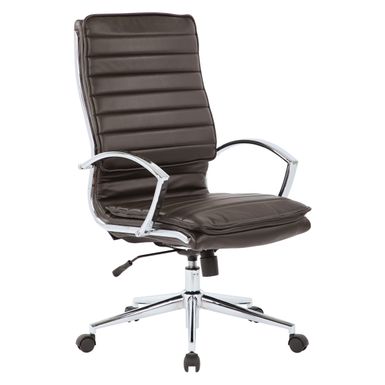 image of High Back Professional Managers Faux Leather Chair with Chrome Base and Removable Sleeves - Brown/Silver with sku:c58bocusr939xy_6q6k2fqstd8mu7mbs-off-ovr