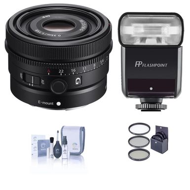 image of Sony FE 50mm f/2.5 G Full-Frame Ultra-Compact G Lens, E-Mount Bundle with Flashpoint Zoom-Mini TTL R2 Flash, Filter Kit, Cleaning Kit with sku:iso5025fl-adorama