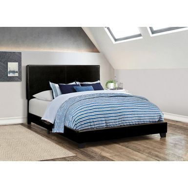 image of Dorian Upholstered Eastern King Bed Black with sku:300761ke-coaster