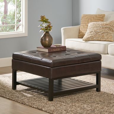 image of Miriam Wood Square Storage Ottoman Bench by Christopher Knight Home - Brown with sku:clc5tqs67_gvlsnnrnjz5qstd8mu7mbs-overstock