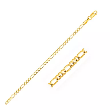 image of 2.8mm 14k Yellow Gold Figaro Anklet (10 Inch) with sku:d159980-10-rcj