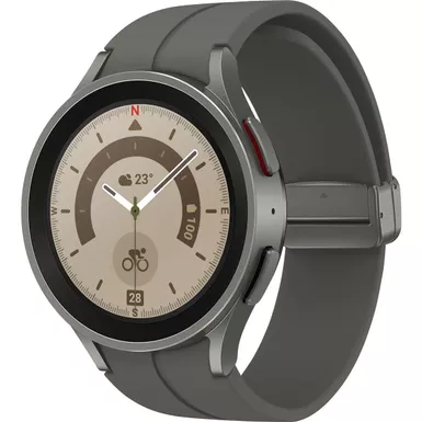image of Samsung - Galaxy Watch5 Pro Titanium Smartwatch 45mm BT - Gray with sku:sm-r920nztaxaa-powersales