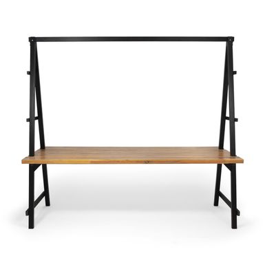 image of Huckleberry Outdoor Acacia Wood 88.5" Dining Table with Plant Hanger by Christopher Knight Home - 88.50" L x 39.50" W x 80.00" H - Black with sku:ebm_vopi8whyzhal9peebastd8mu7mbs-overstock