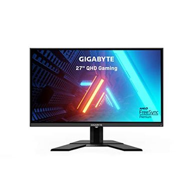 GIGABYTE G27Q 27" 144Hz (OC 165Hz) 1440P Gaming Monitor, 2560 x 1440 IPS Display, 1ms (MPRT) Response Time, 92% DCI-P3, VESA Display HDR400, FreeSync Premium, 1x Display Port