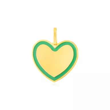 image of 14k Yellow Gold and Green Enamel Heart Pendant with sku:d25586875-rcj