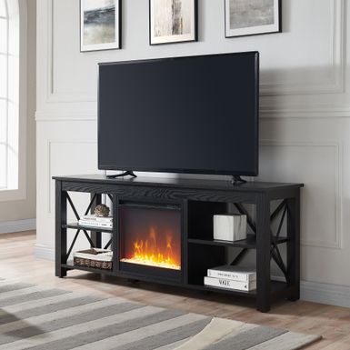 image of Sawyer TV Stand with Crystal Fireplace Insert - Black with sku:tte60krfesyolz82ivgvfgstd8mu7mbs--ovr