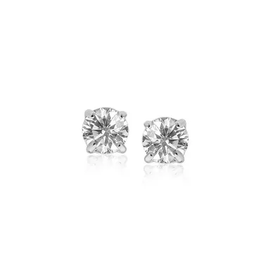 image of Sterling Silver 4mm Faceted White Cubic Zirconia Stud Earrings with sku:92880-rcj