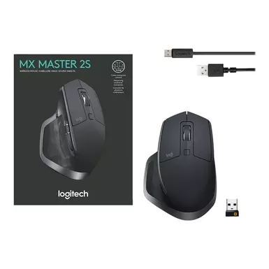 image of Logitech MX Master 2S - mouse - Bluetooth  2.4 GHz - graphite with sku:bb21653507-bestbuy