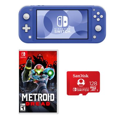 Rent to own Nintendo Switch Lite - 32GB - Blue - Metroid Dread + SanDisk 128GB microSDXC Card Included - FlexShopper