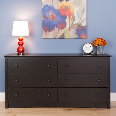 image of Prepac Sonoma 6 Drawer Double Dresser for Bedroom, Wide Chest of Drawers, Traditional Bedroom Furniture - Washed Black - 6-drawer with sku:q--cmp-c4nbw2em67rqpqwstd8mu7mbs-overstock