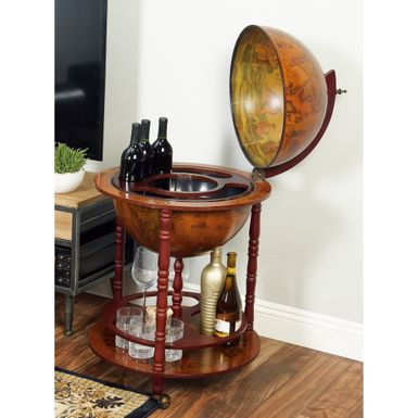 image of Brown Wood Traditional Wine Storage Glass Globe Cabinet Bar - 22 x 22 x 37 - 22 x 22 x 37 - Brown with sku:a_dzcqrys9tdoolmrlxfwqstd8mu7mbs-overstock