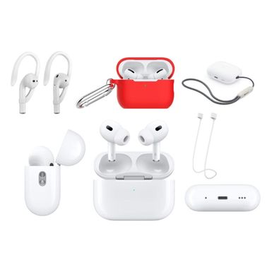 image of Apple AirPods Pro (2nd generation) Red Bundle with sku:mqd83red-streamline
