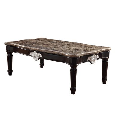 ACME Ernestine Coffee Table, Natural Marble Top & Black