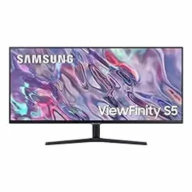 image of Samsung - 34” ViewFinity S5 Ultrawide QHD 100Hz AMD FreeSync Monitor with HDR10 (DisplayPort, HDMI) - Black with sku:bb22090474-bestbuy