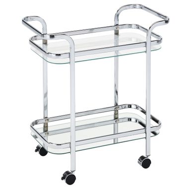 image of Silver Orchid Heston Metal/ Glass 2-tier Trolley - Metal/Glass with sku:mc27voppfzgqjeptbqfmrastd8mu7mbs-overstock