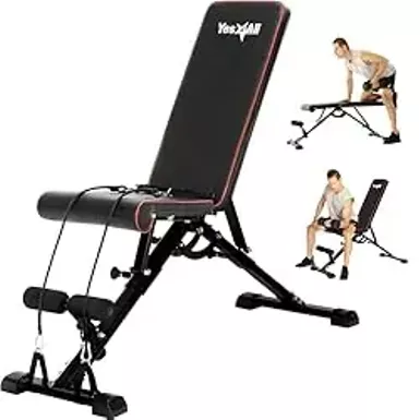 image of Yes4All Adjustable Weight Bench, 880Lb Foldable Workout Bench for Home Gym, Incline Bench with Innovative Stabilizing Frame with sku:b0d6yw94y4-amazon