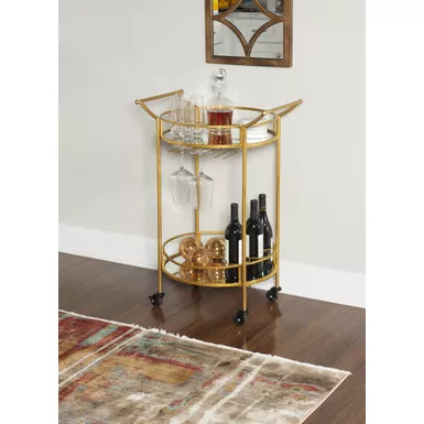 image of Sofkee Round Bar Cart Gold with sku:lfxs1562-linon