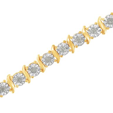 .925 Sterling Silver 1.0 Cttw Diamond S-Curve Link Miracle-Set Tennis Bracelet (I-J Color, I3 Clarity) - Choice of Metal Color and Length