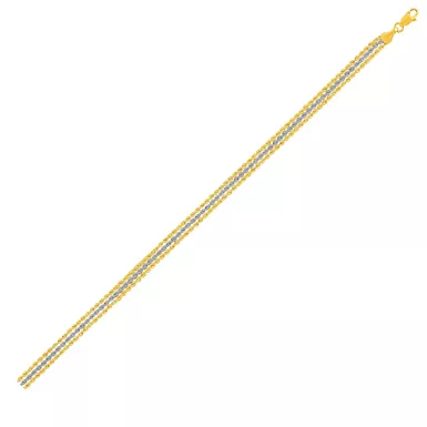 Triple Strand Rope Chain Bracelet in 10k Two Tone Gold (7.25 Inch)