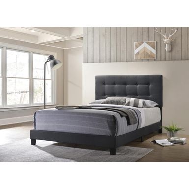 image of Mapes Tufted Upholstered Queen Bed Charcoal with sku:305746q-coaster