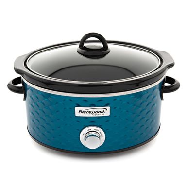 image of Brentwood Scallop Pattern 4.5 Quart Slow Cooker in Blue - Blue with sku:bagkhttkko0ylg_4uz_fxastd8mu7mbs-overstock