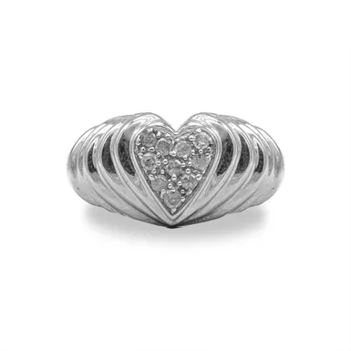 image of .925 Sterling Silver 1/6 Cttw Round Diamond "Heartbeat" Heart Band Ring (I-J Color, I3 Clarity) - Size 8 with sku:020474r800-luxcom