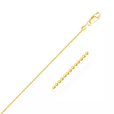 14k Yellow Gold Diamond Cut Bead Chain 1.2mm (18 Inch)