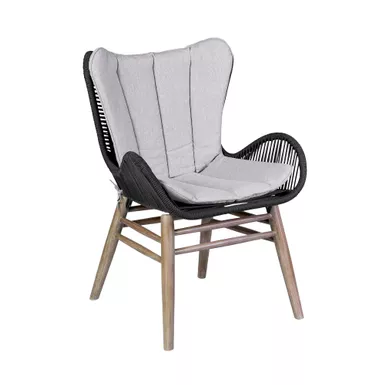 image of Fanny Outdoor Patio Dining Chair in Light Eucalyptus Wood and Charcoal Rope with sku:840254335967-armen