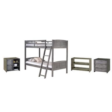 image of Twin over Twin Bunk with Case Goods - Twin over Twin - Bunk, 3 Drawer Chest, 2 Drawer Chest, Bookcase with sku:om6bnnn-ywhpet_ras5lugstd8mu7mbs-don-ovr