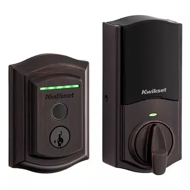 image of Kwikset - Halo Smart Lock Wi-Fi Replacement Deadbolt with App/Key/Fingerprint Access - Venetian Bronze with sku:bb22018238-bestbuy