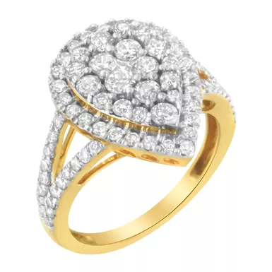 2 Micron Yellow Plated Sterling Silver 1 1/2ct TDW Diamond Cluster Ring(J-K,I1-I2) Choice of size