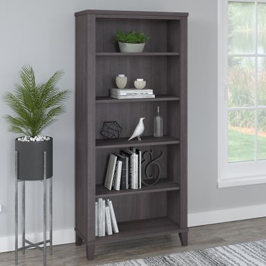 image of 5-shelf Bookcase - Storm Gray with sku:rl3styjw_k439hlrjhjacqstd8mu7mbs-overstock