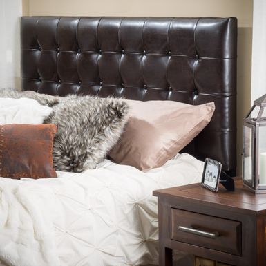 image of Austin Adjustable King/California King Tufted Bonded Leather Headboard by Christopher Knight Home - Brown with sku:cxyab2z0nsmdzzboqxfqugstd8mu7mbs-overstock