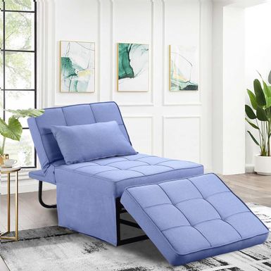 image of Ainfox Convertible Chair/ Ottoman Single Sofa Chair Reclining - Small Size - Blue with sku:cibzeutbzvvqqlc8jstoyastd8mu7mbs-overstock
