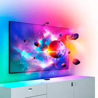 image of Nanoleaf - 4D - Screen Mirror + Lightstrip Kit (For TVs and Monitors up to 65") - Multicolor with sku:bb22153378-bestbuy