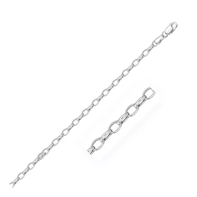 3.2mm 14k White Gold Oval Rolo Bracelet (7 Inch)