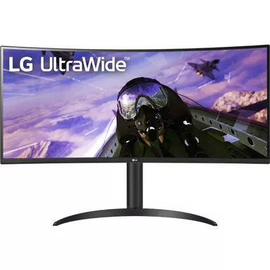 image of LG 34” QHD UltraWide Curved Monitor, Black with sku:bb21803919-bestbuy