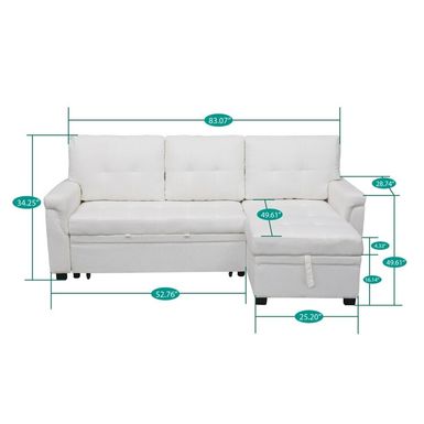 Naomi Home Laura Sectional Sleeper Sofa - Elegant L-Shaped Couch - Convertible Pull-Out Bed, Ample Storage, Sturdy Construction - Gray,...
