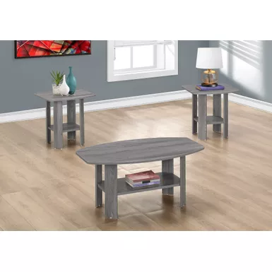 image of Table Set/ 3pcs Set/ Coffee/ End/ Side/ Accent/ Living Room/ Laminate/ Grey/ Transitional with sku:i-7925p-monarch