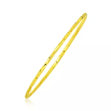 14k Yellow Gold Thin Twisted Shiny Bangle (8 Inch)