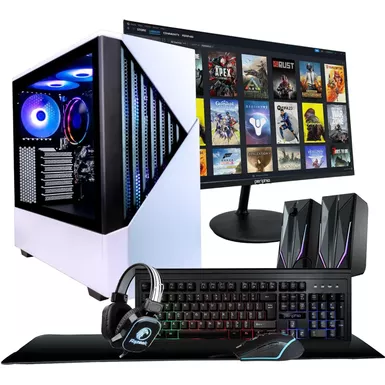 Periphio Castle Gaming PC Computer ,  AMD Ryzen 5 5600G ,  Radeon Vega 7 Graphics ,  1TB Solid State (SSD) ,  16GB DDR4 RAM ,  Windows 11 ,  RGB Battlestation Gaming Bundle