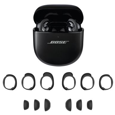 image of Bose QuietComfort Ultra Wireless Noise Cancelling Earbuds, Black, Bundle with Fit Kit with sku:bo882826001a-adorama