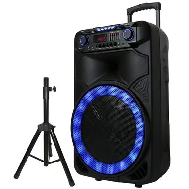 image of Supersonic 15 inch Portable Bluetooth Speaker with Stand (Model: IQ-6115DJBT) with sku:iq6115djbt-electronicexpress