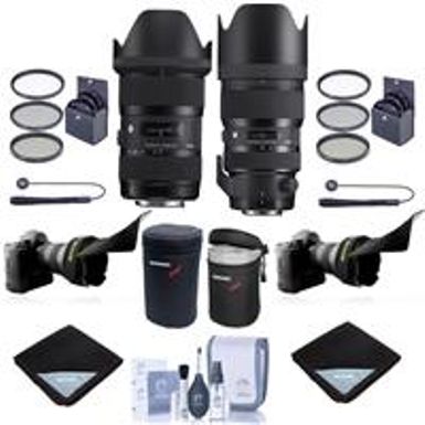 image of Sigma 18-35mm F/1.8 DC HSM ART Lens With 50-100mm f/1.8 DC HSM Art Lens for Canon EOS Cameras - Bundle With 2x Filter Kits, 2x Lens Case, 2x Lens Wrap, 2x LensCap Leash, 2x Flex Lens Shade, Cleaning Kit with sku:sg183550100e-adorama