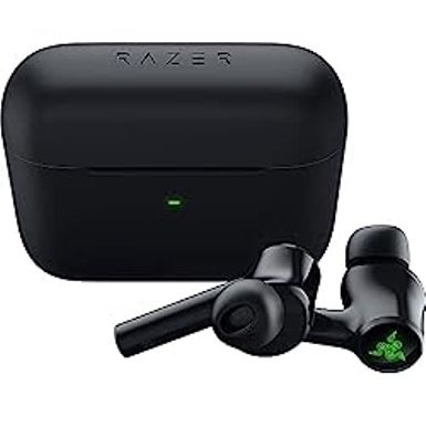 image of Razer Hammerhead Pro HyperSpeed Wireless Gaming Earbuds for PC, Playstation, Switch, Mobile: Adjustable ANC - Fast Wireless Charging Case - 30 Hr Battery - Bluetooth 5.3 - Chroma RGB - Black with sku:b0c3g2pmc8-amazon