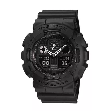 image of G-Shock - Large G-Shock Ana-Digi Watch Black Resin Band with sku:ga100-1a1-powersales