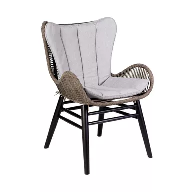 image of Fanny Outdoor Patio Dining Chair in Dark Eucalyptus Wood and Truffle Rope with sku:840254335936-armen