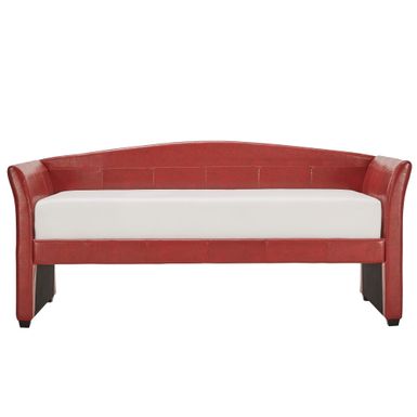 Deco Faux Leather Daybed and Trundle by iNSPIRE Q Bold - Wine Red with Trundle